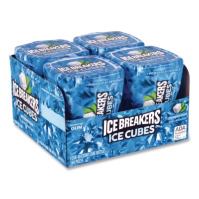GRR22002645 Ice Cubes Peppermint Sugar-Free Gum, Peppermint, 40 Cubes/Bottle, 4 Bottles/Carton