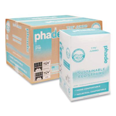 CAR511167 Marine Biodegradable Straws, 7.75", PHA, Ocean Blue, Wrapped, 375/BX, 10 Boxes/Carton