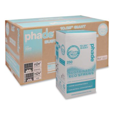 CAR511168 Marine Biodegradable Straws, 10.25", Pha, Ocean Blue, Wrapped, 250/box, 8 Boxes/carton WINCUP CORPORATION