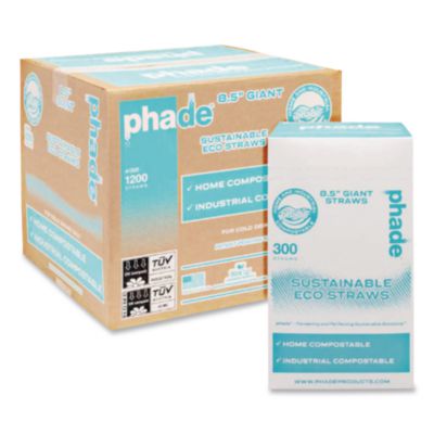CAR511169 Marine Biodegradable Straws, 8.5", PHA, Ocean Blue, Wrapped, 300/BX, 4 Boxes/Carton WINCUP CORPORATION