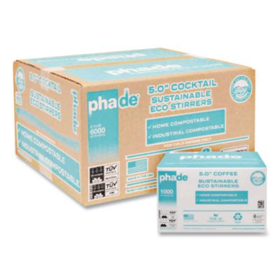 CAR511170 Marine Biodegradable Stir Straws, 5", PHA, Ocean Blue, 1000/Box, 6 Boxes/Carton WINCUP CORPORATION