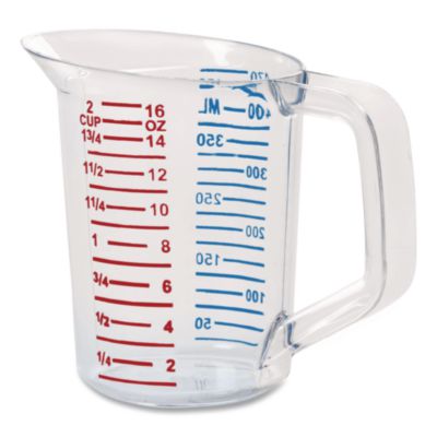RCP3215CLE Bouncer Measuring Cup, 16 oz, Plastic, Clear
