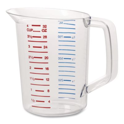 RCP3216CLE Bouncer Measuring Cup, 32 oz, Plastic, Clear RUBBERMAID COMMERCIAL PROD.