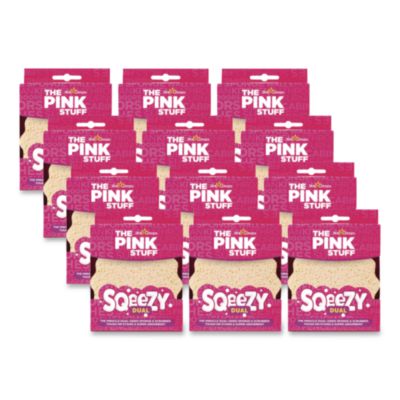 RST823773CT Sqeezy Dual-Sided Sponge and Scrubber, 4" x 5.3", 3.8" Thick, Pink/Ivory, 12/Carton STAR BRANDS LIMITED