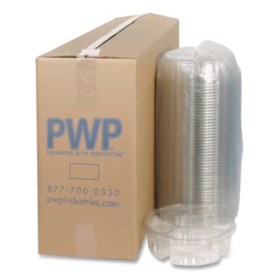 PCT1064DP4CLRL Dip Cup Platter, 4 Compartments, 64 oz, 10" Diameter, Clear, Plastic, 100/Carton