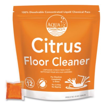 DVO9320930 Aqua ChemPacs Citrus Floor Cleaner, Citrus Scent, 100 ChemPacs/Pack