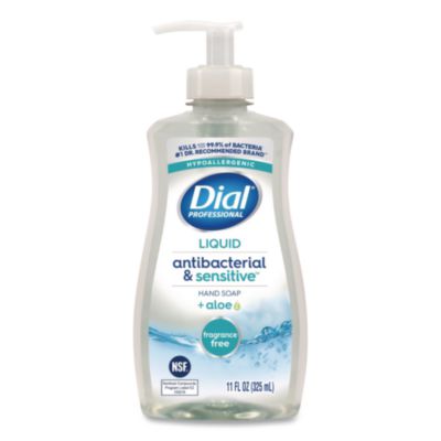 DIA35476EA Antibacterial and Sensitive Fragrance-Free Liquid Hand Soap, Unscented, 11 oz Pump Bottle DIAL PROFESSIONAL