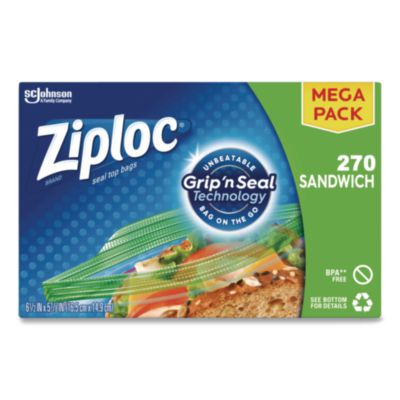 SJN383217 Sandwich Seal Top Bags, 6.5" x 5.88", Clear, 270/Box SC JOHNSON
