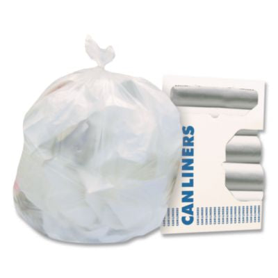 HERZ6037XNR01 High-Density Waste Can Liners, 30 gal, 16 mic, 30" x 37", Natural, 25 Bags/Roll, 20 Rolls/Carton HERITAGE