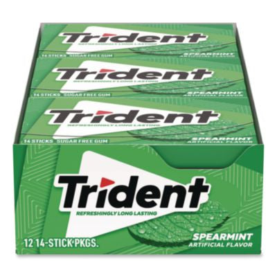 CDBMOZ01106 Sugar-Free Gum, Spearmint, 14 Sticks/pack, 12 Packs/box MONDELEZ INTERNATIONAL