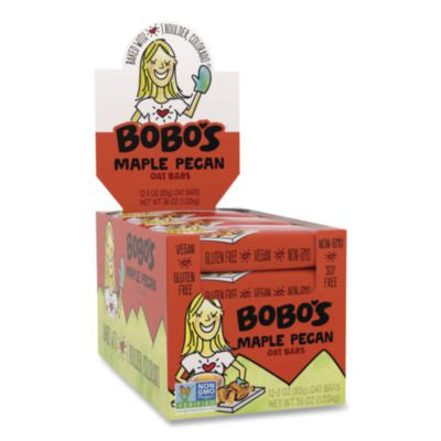 BBO00059 Oatmeal Bars, Maple Pecan, 3 oz Individually Wrapped, 12/Box BOBO'S