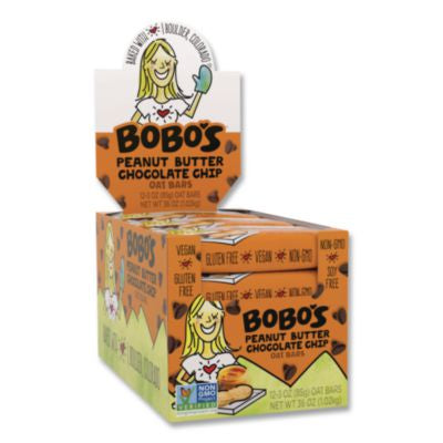 BBO00172 Oatmeal Bars, Peanut Butter Chocolate Chip, 3 oz Individually Wrapped, 12/Box BOBO'S