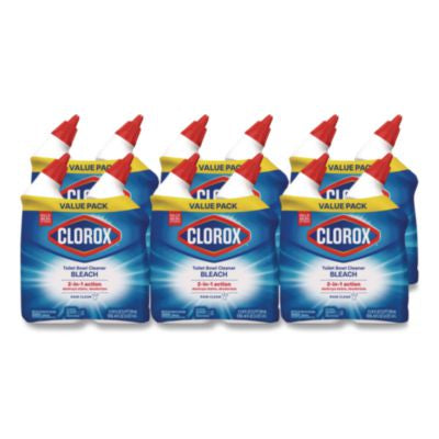 CLO30924CT Disinfecting Toilet Bowl Cleaner with Bleach, Rain Clean Scent, 24 oz Bottle, 2/Pack, 6 Packs/Carton