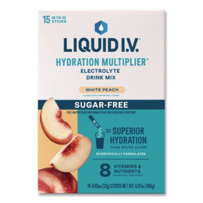 LQVEHC28674 Sugar-Free Hydration Multiplier, 0.45 oz Stick, Sugar-Free White Peach, 15/Pack