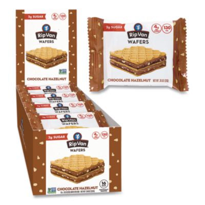 RIPRVW70519 Wafers, Chocolate Hazelnut, 0.78 oz Packet, 16/Box