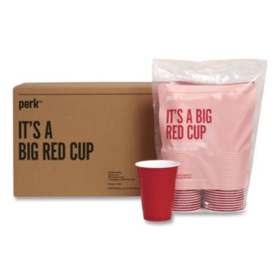 PRKPK54359CT Plastic Cold Cups, 16 oz, Red, 500/Carton PERK