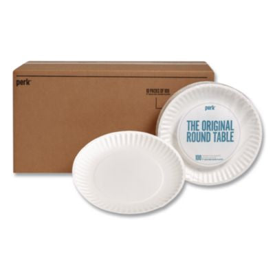 PRKPK56516CT Economy Paper Plates, 9" dia, White, 1,000/Carton