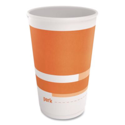 PRKPK60912CT Insulated Paper Hot Cups, 16 oz, White/Orange, 360/Carton PERK