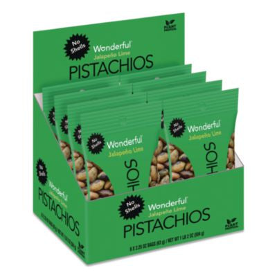 WONPAR70154 Wonderful Pistachios, Jalapeno Lime, 2.25 oz Pouch, 8/Box