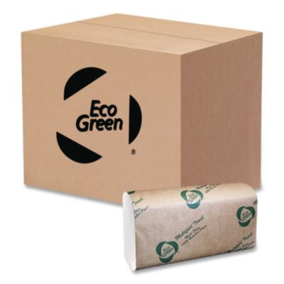 APAEN416 Multi-Fold Recycled Paper Towels, 1-Ply, 9.25 x 9.5, Natural White, 250/Pack, 16 Packs/Carton AMERICAN PAPER CONVERTING