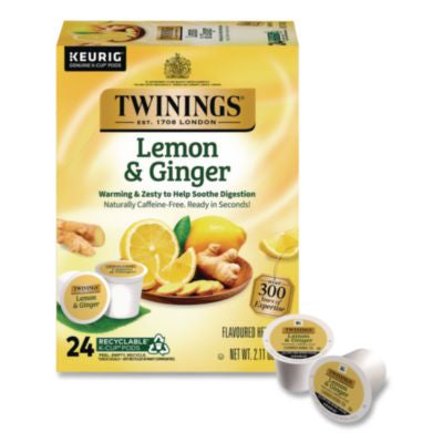 TWG89556 Tea K-Cups, Lemon Ginger, 0.11 Oz K-Cups, 24/box KEURIG DR PEPPER
