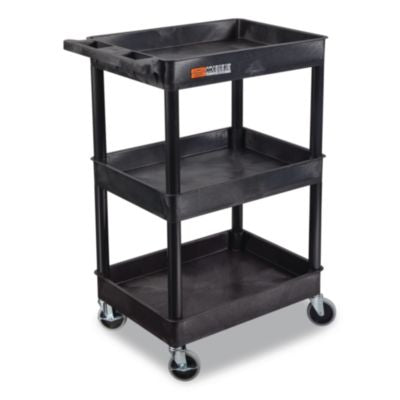 LXOSTC111B ENDURA Three-Shelf Utility Cart, Plastic, 300 lb Capacity, 26.5" x 18.5" x 39.25", Black LUXOR WORKSPACES, LLC