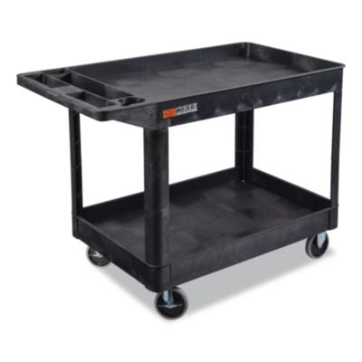 LXOXLC11B WORKLOAD Two-Shelf Heavy-Duty Industrial Utility Cart, Plastic, 500 lb Capacity, 45.5" x 25.5" x 33", Black LUXOR WORKSPACES, LLC
