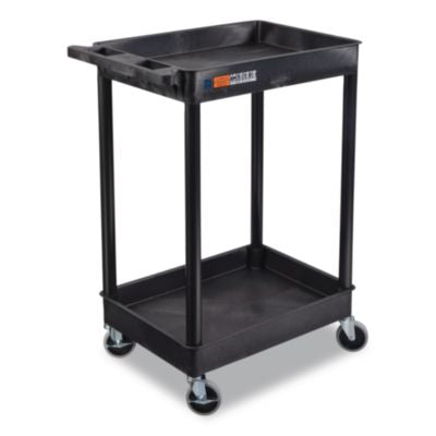 LXOSTC11B ENDURA Two-Shelf Utility Cart, Plastic, 300 lb Capacity, 26.5" x 18.5" x 37.5", Black LUXOR WORKSPACES, LLC