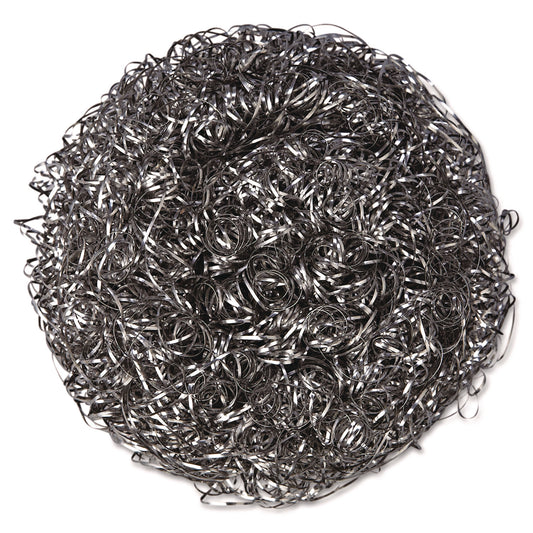 PUX756 Stainless Steel Scrubbers, Large, 4 X 4, Steel Gray, 12 Scrubbers/pack, 6 Packs/carton