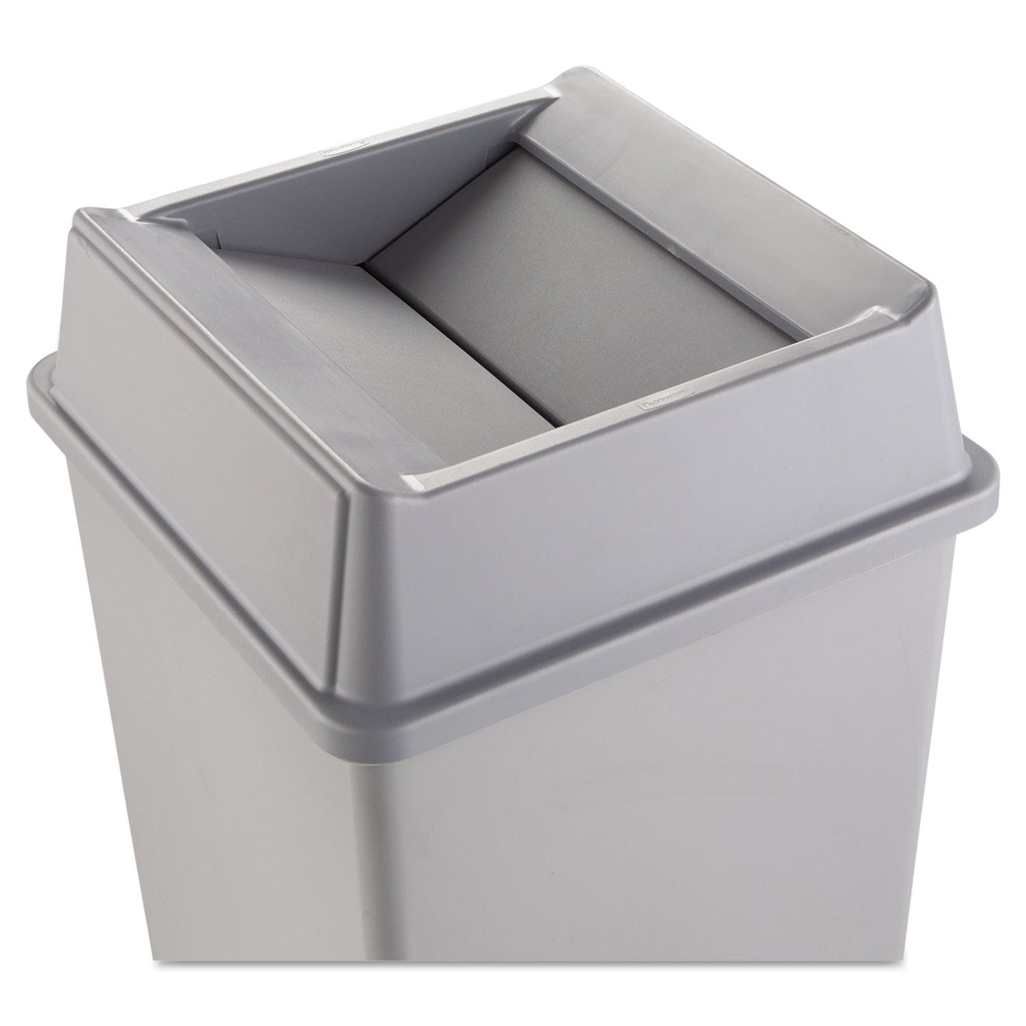 RCP2664GRAY Untouchable Square Swing Top Lid, Plastic, 20.13w X 20.13d X 6.25h, Gray RUBBERMAID COMMERCIAL PROD.