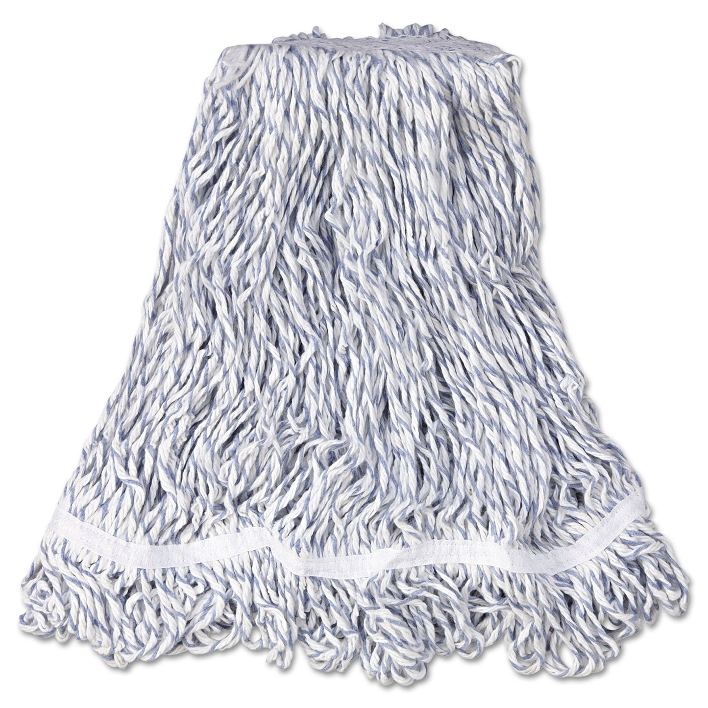 RCPA412 Web Foot Premium Finish Mop Head, White, Med, Cotton/Synthetic, 1". White Headband, 6/Carton RUBBERMAID COMMERCIAL PROD.