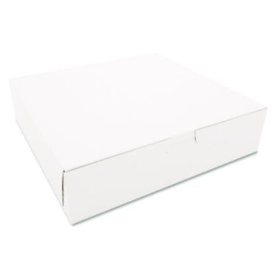 SCH0969 White One-Piece Non-Window Bakery Boxes, 10 x 10 x 2.5, White, Paper, 250/Carton