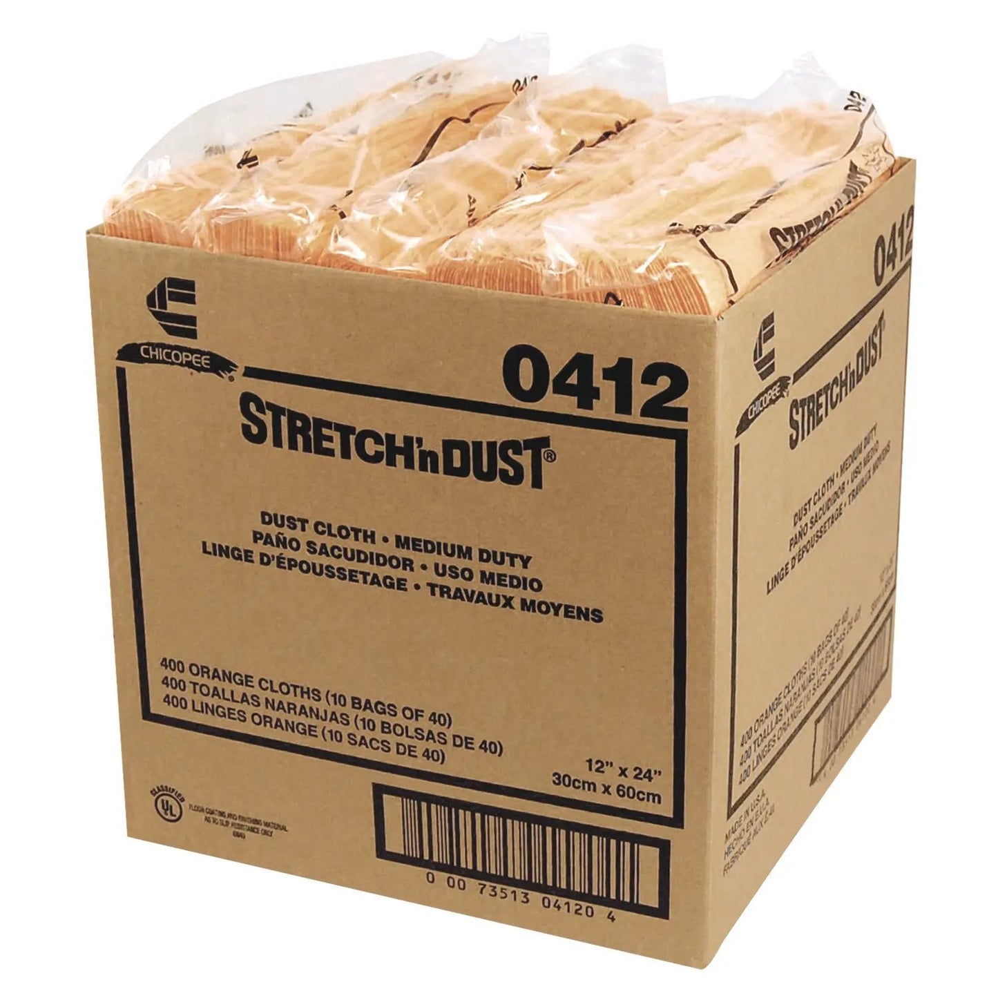 CHI0412 Stretch 'n Dust Cloths, 11.63 x 24, Yellow, 40 Cloths/Pack, 10 Packs/Carton Chix