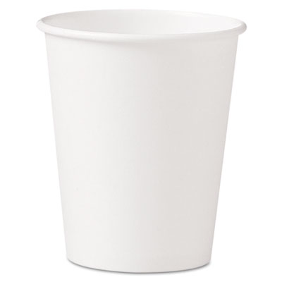 SCC370W Single-Sided Poly Paper Hot Cups, 10 oz, White, 50/Sleeve, 20 Sleeves/Carton
