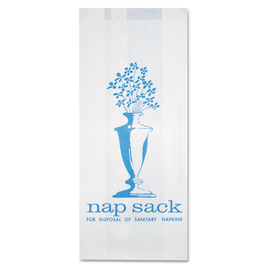 BGC300314 Nap Sack Sanitary Disposal Bags, 4" x 2" x 9", White, 1,000/Carton