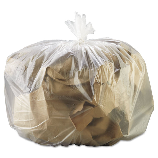 BWK333916 High-Density Can Liners, 33 gal, 13 mic, 33" x 39", Natural, Perforated Roll, 25 Bags/Roll, 10 Rolls/Carton