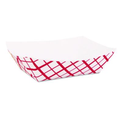 SCH0413 Paper Food Baskets, 1 lb Capacity, Red/White, Paper, 1,000/Carton