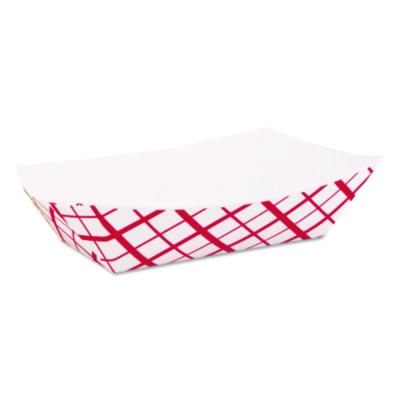 SCH0421 Paper Food Baskets, 2.5 lb Capacity, Red/White, Paper, 500/Carton