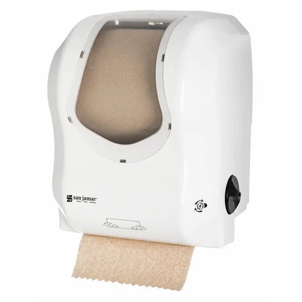 SJMT7470WHCL Simplicity Essence Summit White Clear Hands Free Paper Towel Dispenser San Jamar