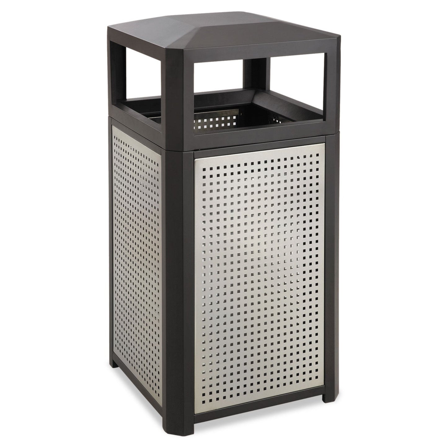SAF9934BL Evos Series Steel Waste Container, 38 gal., Steel, Black Safco