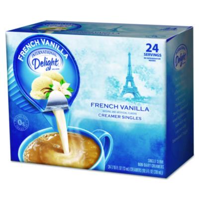 ITD100681 Flavored Liquid Non-Dairy Coffee Creamer, French Vanilla, 0.44 oz Mini Cups, 24/Box