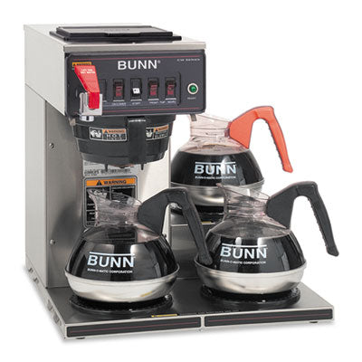 BUNCWTF153LP CWTF-3 Three Burner Automatic Coffee Brewer, 12-Cup, Black/Stainless Steel BUNN-O-MATIC
