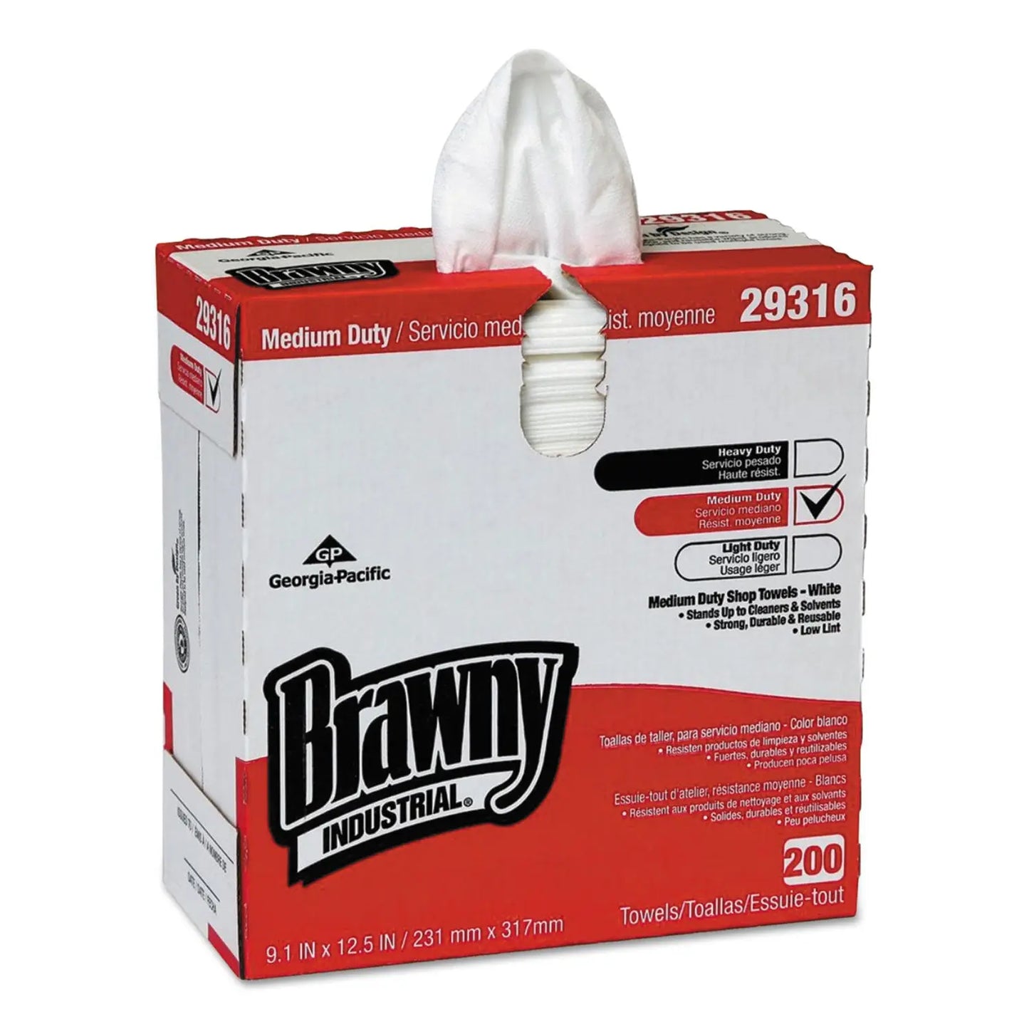 GPC29316CT Lightweight Disposable Shop Towels, 9.1 x 12.5, White, 2,000/Carton Brawny Professional