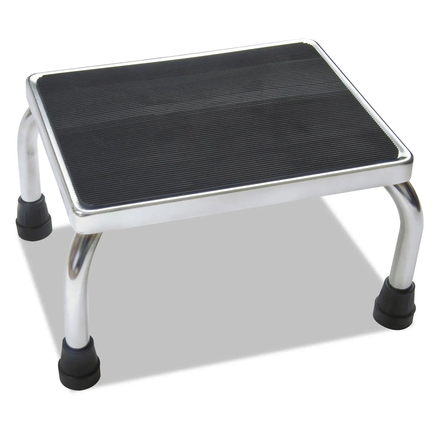 MIIMDS80430I Foot Stool, 1-Step, 350 lb Capacity, 16 x 12 x 8.25, Steel, Chrome/Black Mat Medline