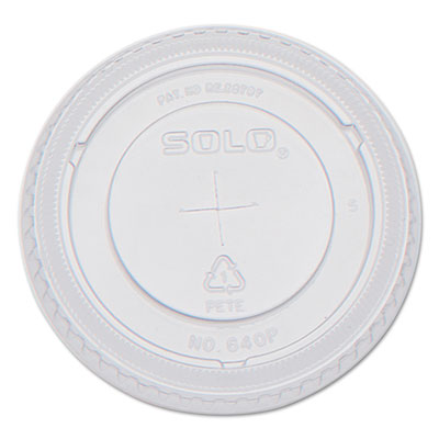 DCC640TS PETE Flat Straw-Slot Cold Cup Lids, Fits 12 oz Cold Cups, Plastic, Clear, 100/Pack, 25 Packs/Carton
