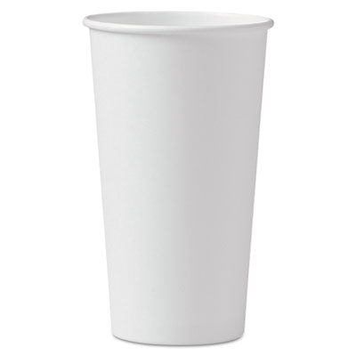 SCC420W Single-Sided Poly Paper Hot Cups, 20 oz, White, 600/Carton
