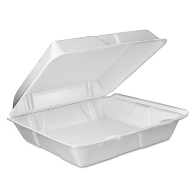 DCC90HTPF1VR Foam Hinged Lid Container, Vented Lid, 9 X 9.4 X 3, White, 100/pack, 2 Packs/carton