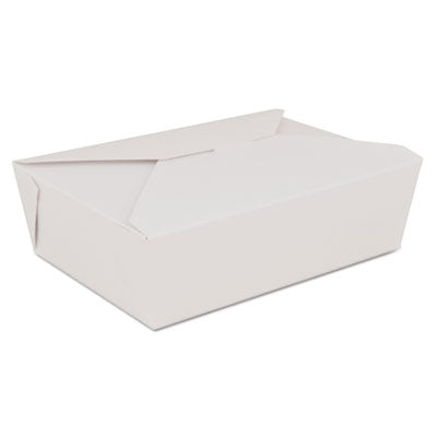 SCH0773 ChampPak Retro Carryout Boxes, #3, 7.75 x 5.5 x 2.5, White, Paper, 200/Carton
