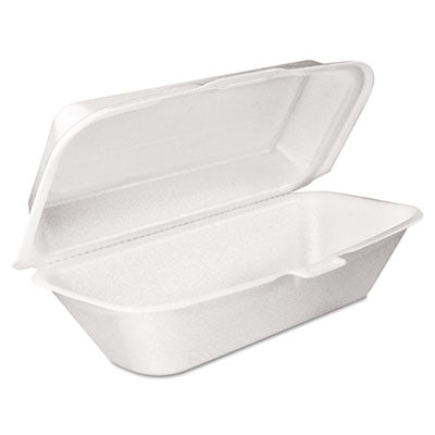 DCC99HT1R Foam Hinged Lid Container, Hoagie Container With Removable Lid, 5.3 X 9.8 X 3.3, White, 125/bag, 4 Bags/carton