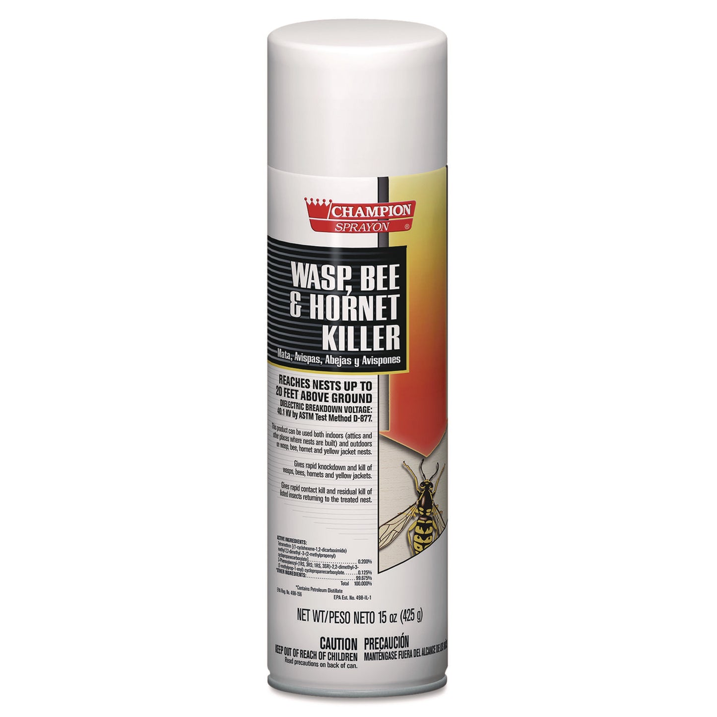 CHP5108 Champion Sprayon Wasp, Bee and Hornet Killer, 15 oz Aerosol Spray, 12/Carton Chase Products